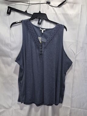 Maurices 3x Blue Lace-Trim V-Neck Tank Top NWT